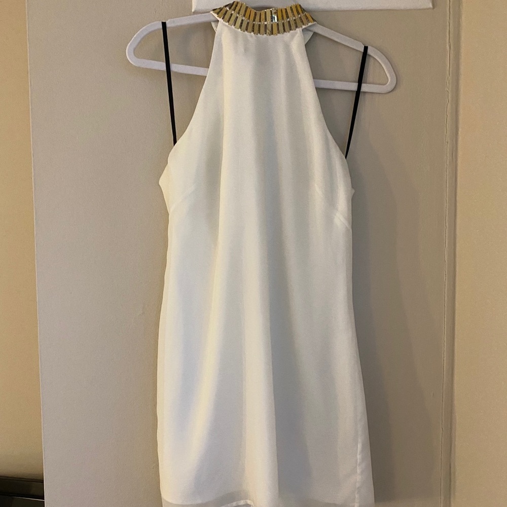 White Bebe Halter Shift Dress